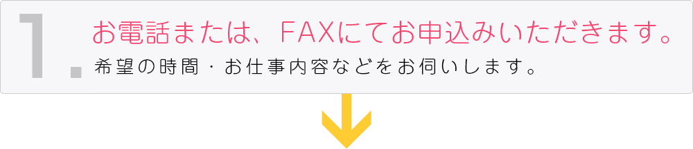 お電話または、FAXにてお申込みいただきます。