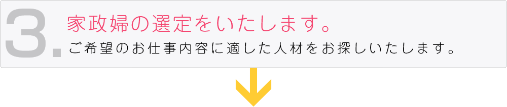 家政婦の選定をいたします。